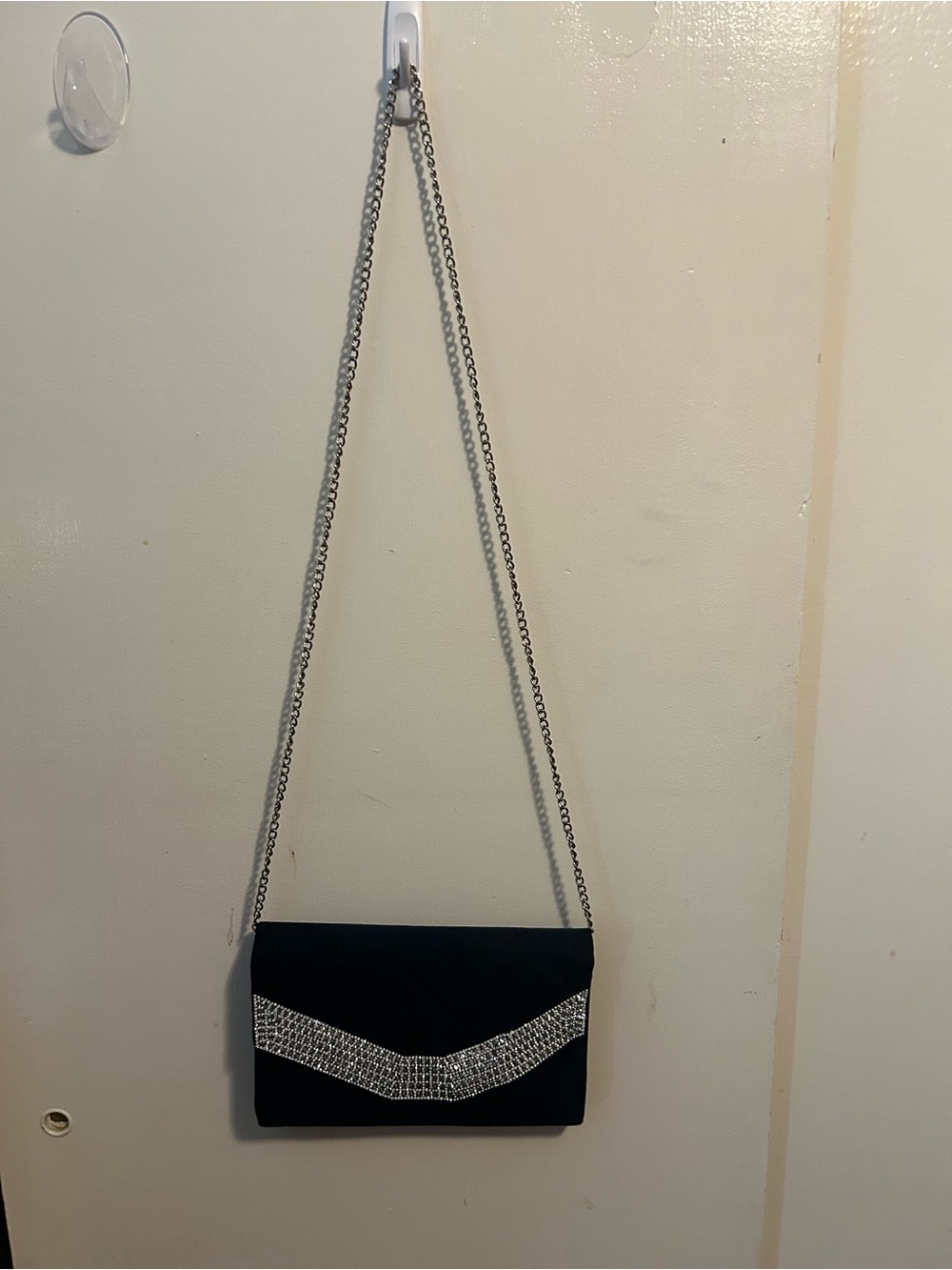 Blue Evening Clutch with Silver Rhinestone Accent